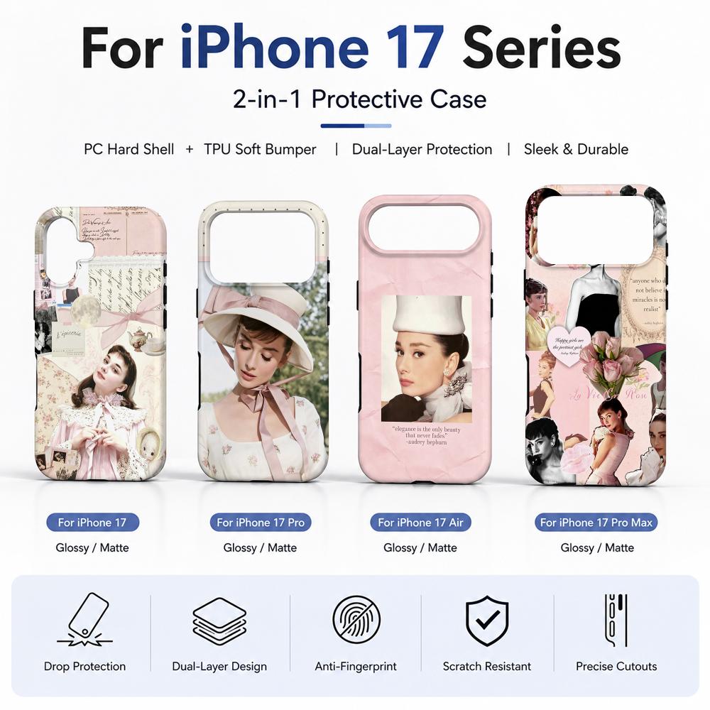 Phone Cases H&M - เคสโทรศัพท์ A-Audrey H-Hepburn วัสดุฟิล์ม 2-in-1 สำหรับ