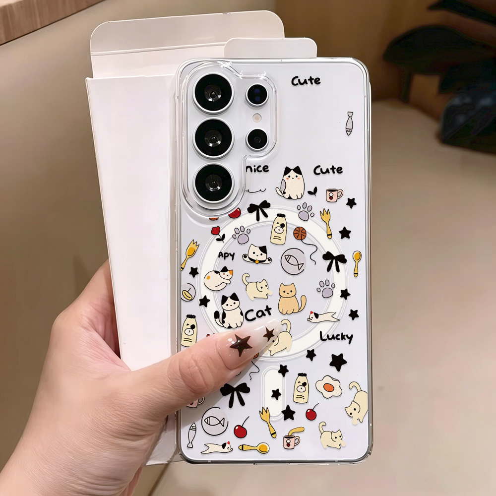 Phone Cases Galaxy A16 5G - เคสโทรศัพท์แม่เหล็กแมวน่ารักสำหรับซัมซุง S26 อัลตร้า S25 S24 A57