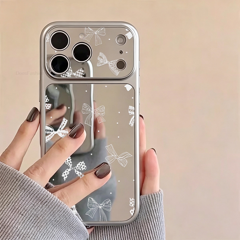 Phone Cases Iphone 13 - เคสโทรศัพท์กันกระแทก กระจกหน้าต่างใหญ่ พร้อมโบว์สีขาวสุดหรู สำหรับ iPhone 18